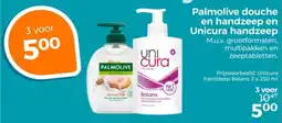 Trekpleister Palmolive douche en handzeep en Unicura handzeep aanbieding