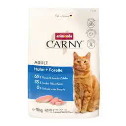 Zooplus 2x10kg animonda Carny Adult Kip + Forel droogvoer voor katten aanbieding