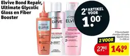 Kruidvat Elvive Bond Repair, Ultimate Glycolic Gloss en Fiber Booster aanbieding