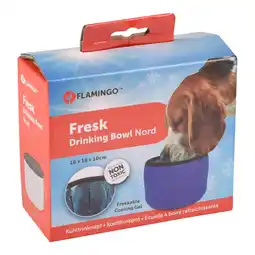 Zooplus Flamingo Fresk koel drinkbak, blauw 16x10cm hondenbak aanbieding