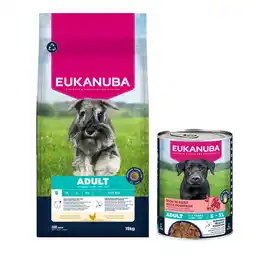 Zooplus 15 kg Eukanuba Premium Nutrition droogvoer + 3 x 400 g natvoer gratis! aanbieding