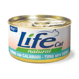Zooplus Voordeelverpakking: 12x85g Life Cat Natural adult tonijn met inktvis nat kattenvoer aanbieding
