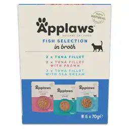 Zooplus Voordeelpakket: 24x70g Applaws Pouch met bouillon Mixpakket tonijn (3 varianten) natvoer voor katten aanbieding