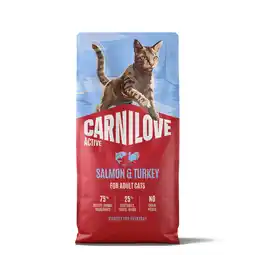 Zooplus Voordeelpak: 2x 6 kg Carnilove Active Cat met zalm en kalkoen droog kattenvoer aanbieding