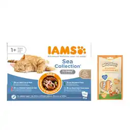 Zooplus IAMS natvoer voor katten + Meowee Spoonables Tonijn 8 pack gratis! - Sea Mix Adult in Saus 12 x 85 g aanbieding