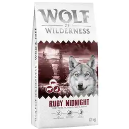 Zooplus Wolf of Wilderness Adult Ruby Midnight Rund & Konijn - Graanvrij - 12 kg Nieuw Recept aanbieding
