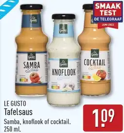 ALDI Le Guste Tafelsaus Samba, knoflook of cocktail. aanbieding