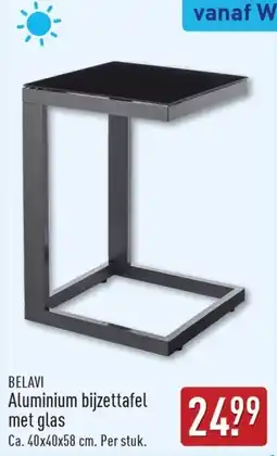 ALDI Belavi aluminium bijzettafel met glas aanbieding
