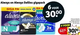 Kruidvat Always en Always Dailies gigapack aanbieding