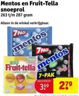 Kruidvat Mentos en Fruit-Tella snoeprol aanbieding
