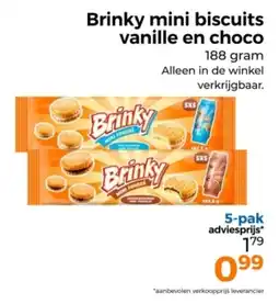 Trekpleister Brinky mini biscuits vanille en choco aanbieding