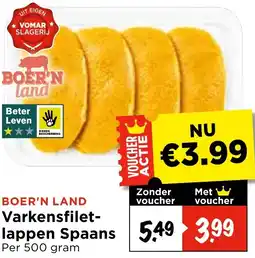 Vomar Voordeelmarkt Boer'n Land Varkensfiletlappen Spaans aanbieding