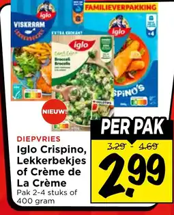 Vomar Voordeelmarkt Diepvries Iglo Crispino, Lekkerbekjes of Crème de La Crème aanbieding