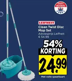 Vomar Voordeelmarkt Leifheit clean twist disc mop set aanbieding