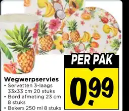 Vomar Voordeelmarkt Wegwerpservies Servetten 3-laags aanbieding