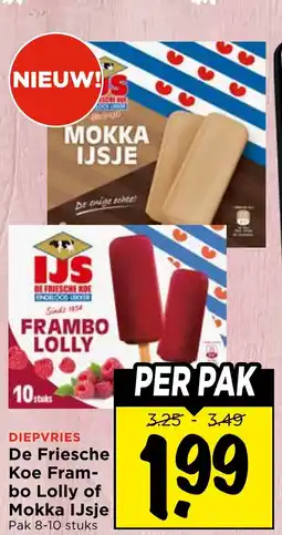 Vomar Voordeelmarkt Diepvries De Friesche Koe Fram- bo Lolly of Mokka IJsje aanbieding