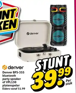 Hoogvliet Denver BPS-355 bluetooth party speaker of VPL130 platenspeler aanbieding