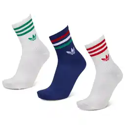 Foot Locker Adidas Mid Cut Crew 3 Pack Sokken Unisex - Blauw - Maat 37-39 aanbieding