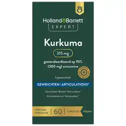 Holland & Barrett 1+1 gratis | Holland & Barrett Expert Curcuma 315 mg liposomaal - 60 capsules aanbieding