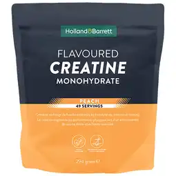 Holland & Barrett 1+1 gratis | Holland & Barrett Flavoured Creatine Monohydraat Peach - 294g aanbieding