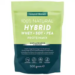 Holland & Barrett 1+1 gratis | Holland & Barrett 100% Natural Hybrid Proteinmix Unflavoured - 500g aanbieding