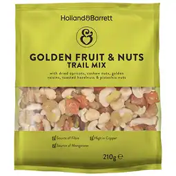 Holland & Barrett 2+1 gratis | Holland & Barrett Golden Fruit & Nuts Trail Mix – 210g aanbieding