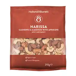 Holland & Barrett 2+1 gratis | Holland & Barrett Harissa Cashews & Almonds with Apricots - 210g aanbieding