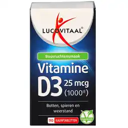 Holland & Barrett 1+1 gratis | Lucovitaal Vitamine D3 25mcg - 90 kauwtabletten aanbieding