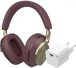 Coolblue Bowers & Wilkins PX8 Rood + BlueBuilt Power Delivery Oplader met Usb C Poort 20W Wit aanbieding