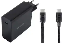 Coolblue BlueBuilt 140W GaN Usb C Oplader Zwart + Usb C Kabel 240W 2m Nylon Zwart aanbieding