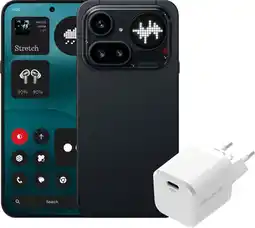 Coolblue Nothing Phone (4a) Pro 128GB Zwart 5G + BlueBuilt Oplader met Usb C Poort 45W Wit aanbieding