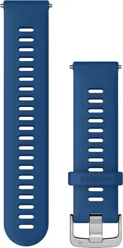 Coolblue Garmin Siliconen Bandje Blauw/Zilver 22mm aanbieding