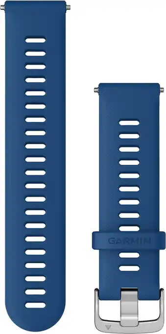 Coolblue Garmin Siliconen Bandje Blauw/Zilver 22mm aanbieding