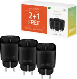 Coolblue Hombli Slimme Stekker Zwart 3-Pack aanbieding