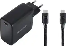 Coolblue BlueBuilt 100W GaN Usb C Oplader Zwart + Usb C Kabel 240W 2m Nylon Zwart aanbieding