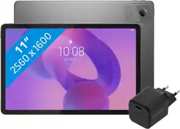 Coolblue Lenovo Idea Tab 11 inch 256GB Wifi Grijs met Stylus + BlueBuilt Oplader aanbieding
