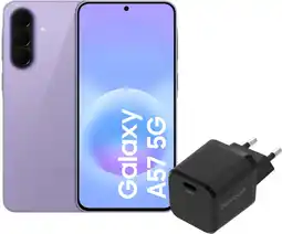 Coolblue Samsung Galaxy A57 256GB Paars 5G + BlueBuilt Oplader met Usb C Poort 45W Zwart aanbieding
