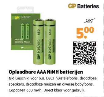 Plentyparts Oplaadbare AAA NiMH batterijen aanbieding