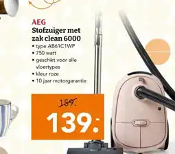 Blokker AEG Stofzuiger met zak clean 6000 aanbieding