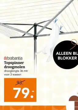 Blokker brabantia Topspinner droogmolen aanbieding