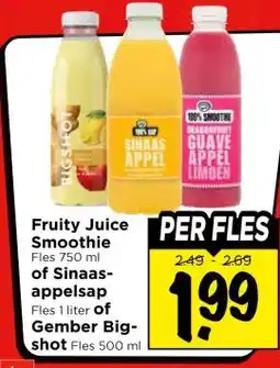 Vomar Voordeelmarkt Fruity Juice Smoothie , of Sinaas- appelsap , of Gember Big- shot aanbieding