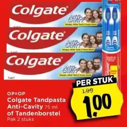 Vomar Voordeelmarkt Colgate Tandpasta Anti-Cavity 75 ml of Tandenborstel aanbieding