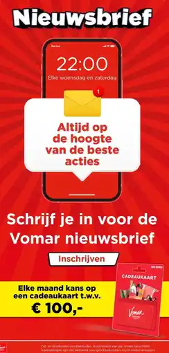 Vomar Voordeelmarkt Schrijf je in voor de Vomar nieuwsbrief aanbieding