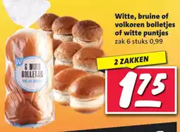 Nettorama Witte, bruine of volkoren bolletjes of witte puntjes aanbieding