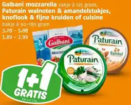 Poiesz Galbani mozzarella, Paturain walnoten & amandelstukjes, knoflook & fijne kruiden of cuisine aanbieding