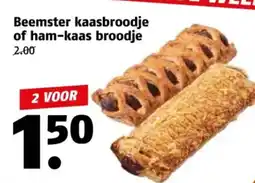 Poiesz Beemster kaasbroodje of ham-kaas broodje aanbieding