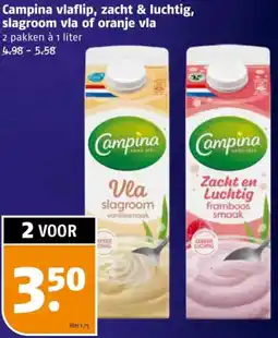 Poiesz Campina vlaflip, zacht & luchtig, slagroom vla of oranje vla aanbieding