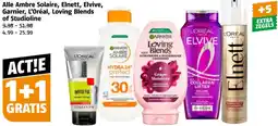 Poiesz Alle Ambre Solaire, Elnett, Elvive, Garnier, L'Oréal, Loving Blends of Studioline aanbieding