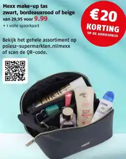 Poiesz Mexx make-up tas zwart, bordeauxrood of beige aanbieding