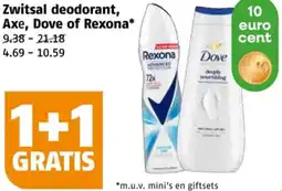 Poiesz Zwitsal deodorant, Axe, Dove of Rexona aanbieding